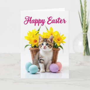 Cute Kitten Spring Flower Card