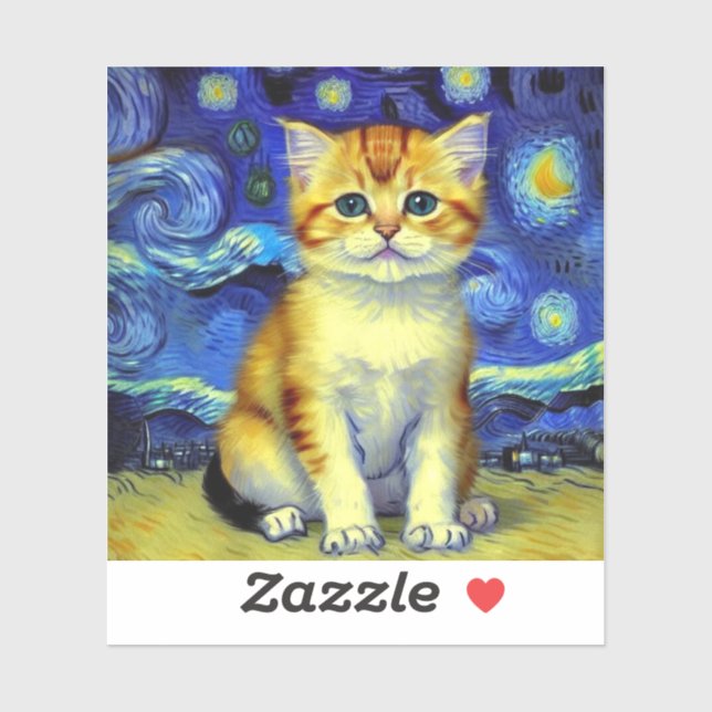 Cute Kitten Starry Night Van Gogh (Sheet)