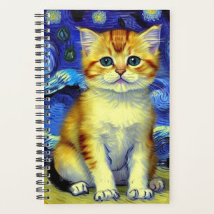 Cute Kitten Starry Night Van Gogh Planner