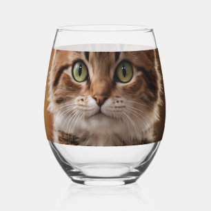 Cute Kitten Stemless Wine Glass