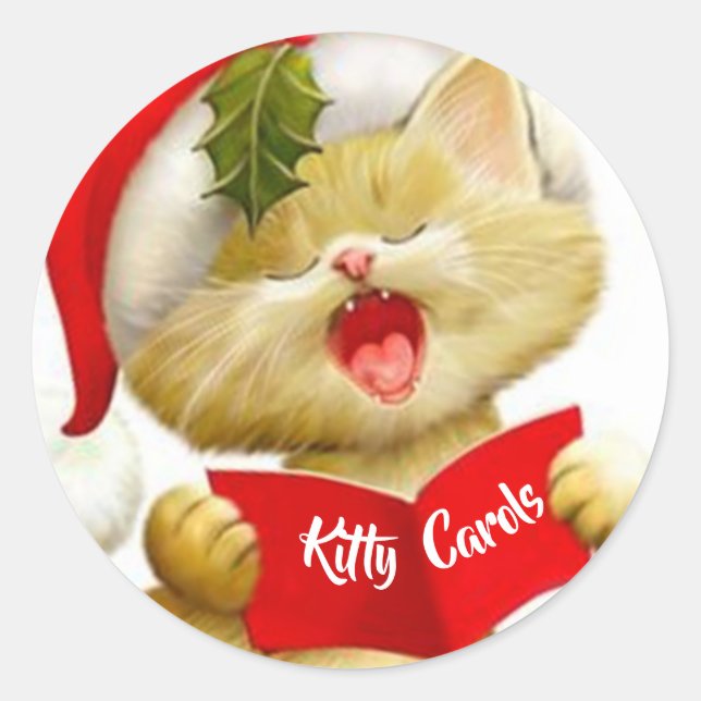 Cute Kitten Stickers Singing Christmas Carols (Front)