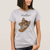 Cute Kitten T-shirt, Hello What's Up?