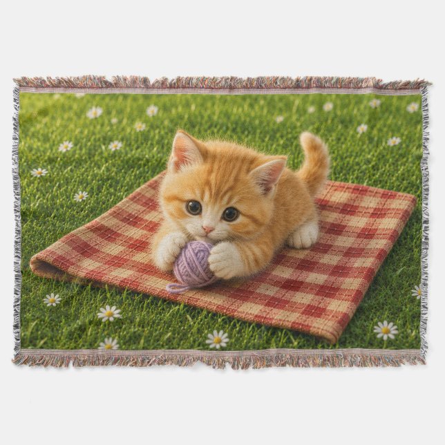 Cute Kitten Throw Blanket (Front)