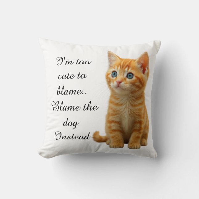 Cute Kitten Throw Pillow (Front)