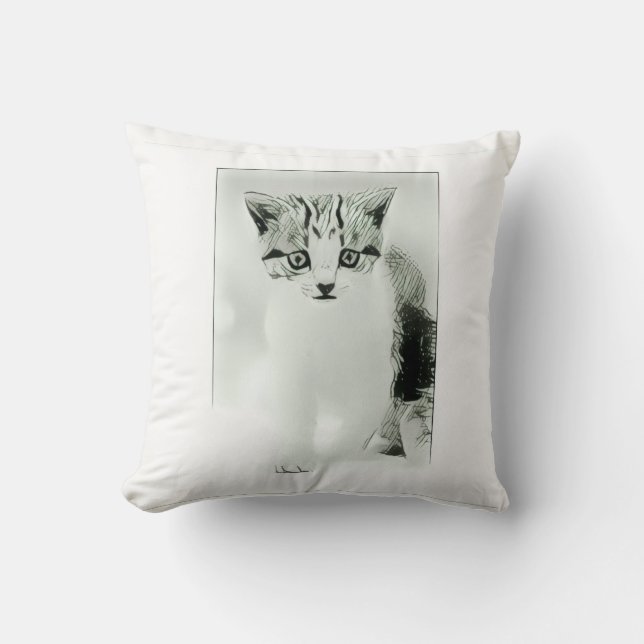 Cute Kitten Throw Pillow (Front)