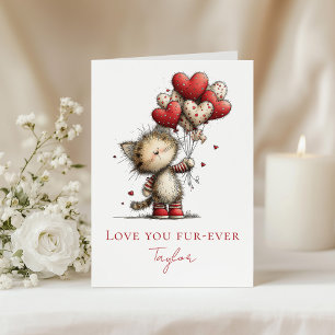 Cute Kitten Valentine Card – Love You Fur-Ever