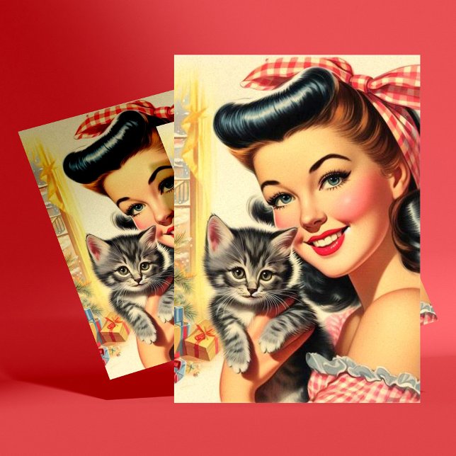 Cute Kitten Vintage Pin Up Postcard (Creator Uploaded)