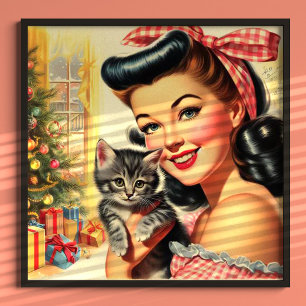 Cute Kitten Vintage Pin Up Poster