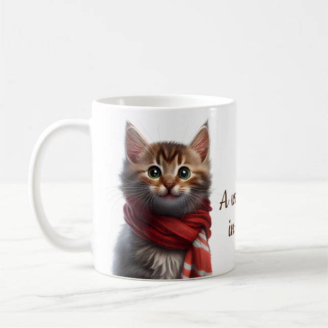 Cute Kitten Warm Hug Coffee Mug (Left)