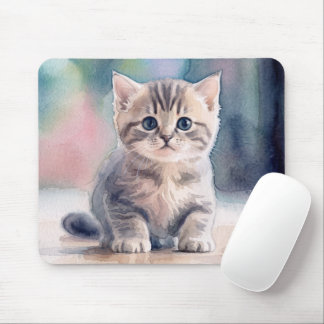 Cute Kitten Watercolor Print Mousepad