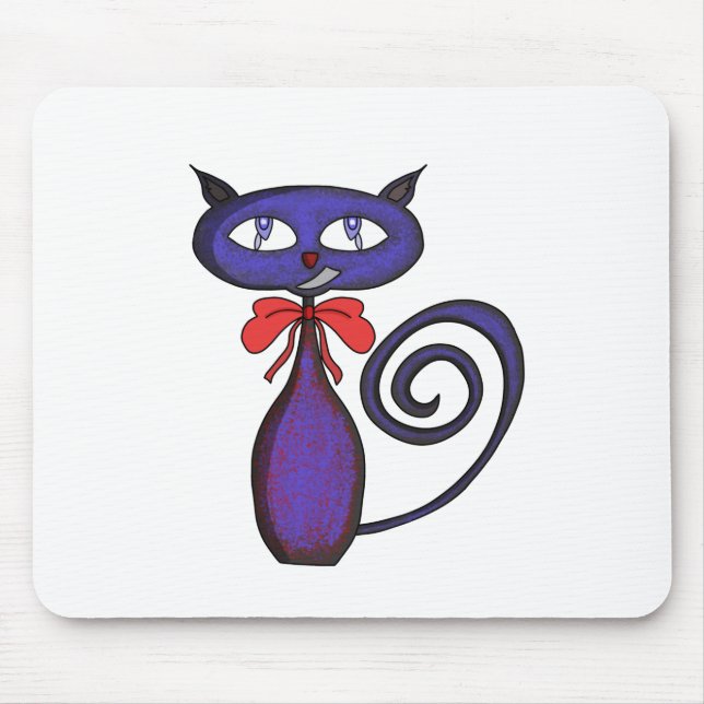 Cute Kitten With a Bow Mouse Pad (Front)