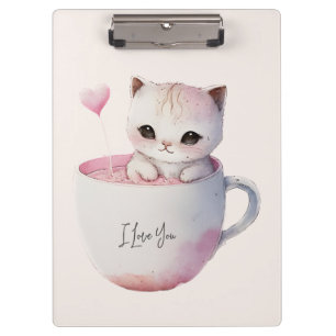 Cute Kitten with Balloon Heart Clipboard
