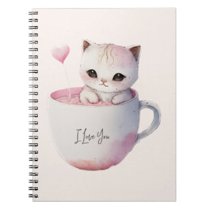 Cute Kitten with Balloon Heart Notebook