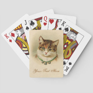 Cute kitten with bells on necklace - for cat lover playing cards