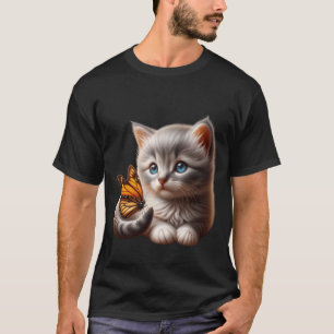 Cute Kitten with Butterfly on Tail Art  ✨🐾🦋 T-Shirt