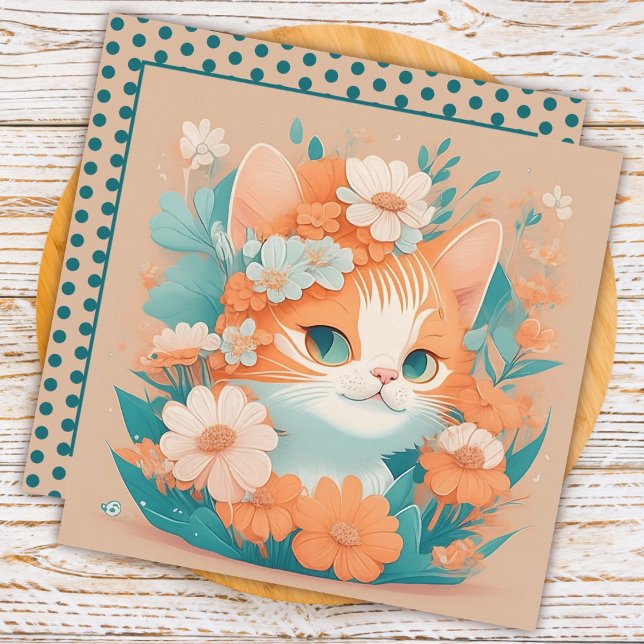 Cute Kitten with Flowers Card (Creator Uploaded)
