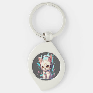 Cute Kitten with Headphones Magic Key Ring