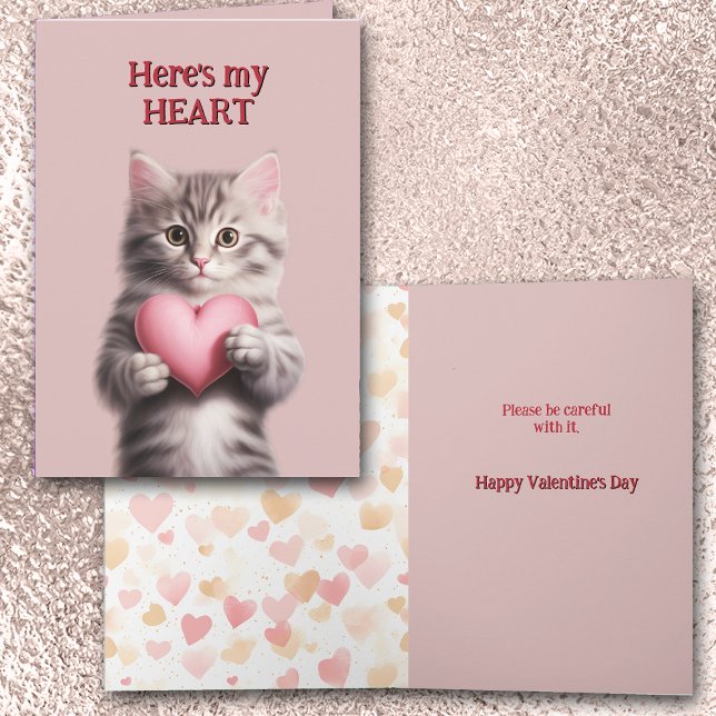 Cute Kitten with Heart Valentine Card (Creator Uploaded)