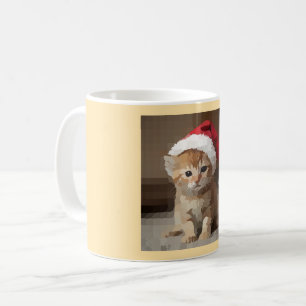 Cute kitten with Santa hat. Coffee Mug