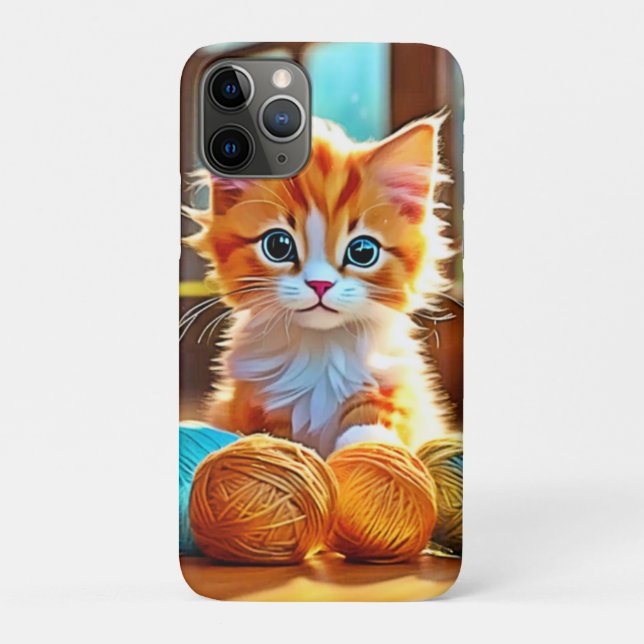Cute Kitten Yarn Case-Mate iPhone Case (Back)