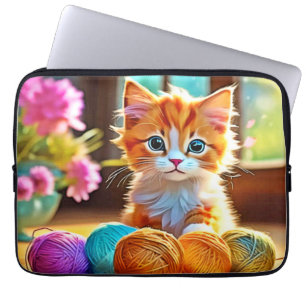 Cute Kitten Yarn Laptop Sleeve