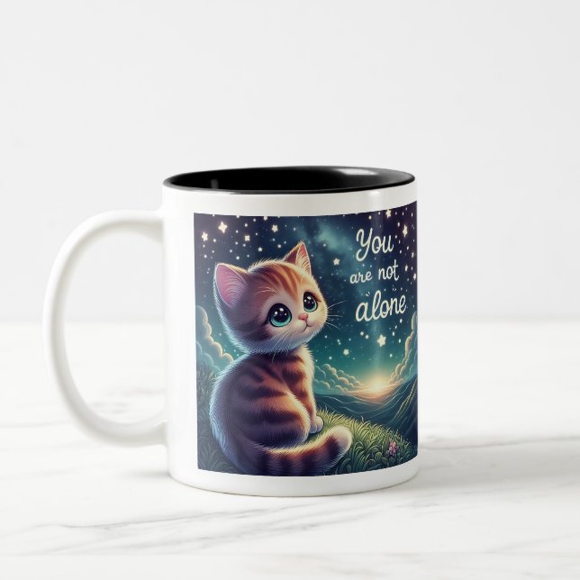 Cute Kitten You Are Not Alone Mug Cups (Left)