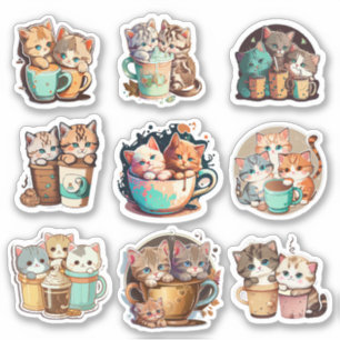 Cute Kittens and coffee Custom Cut
