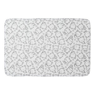 Cute Kittens and polka dots Black & White Bath Mat