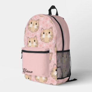 Cute Kittens and Polka Dots Printed Backpack