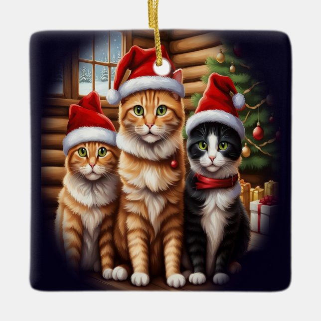 Cute Kittens Ceramic Ornament (Front)