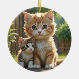Cute Kittens Ceramic Ornament