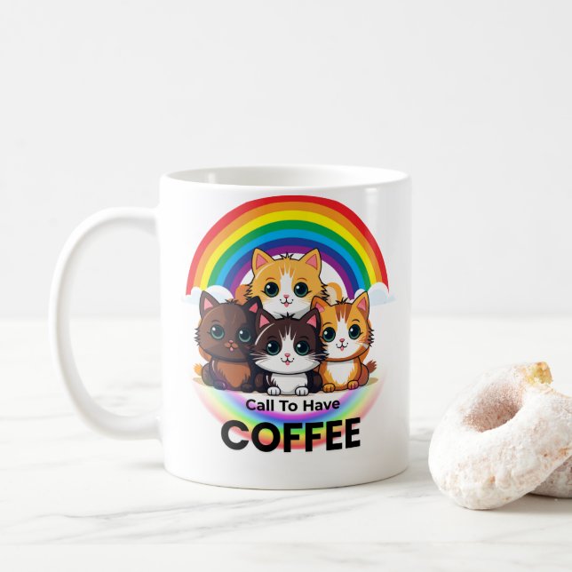Cute Kittens Coffee Mug: Adorable Cat Lover Gift Mug (With Donut)