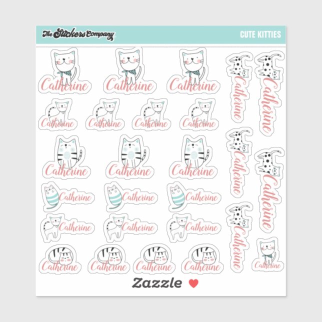 Cute Kittens Custom Name Labels | School (Sheet)