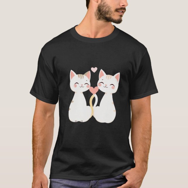 Cute Kittens Heart Tail Love Wedding Art ✨🐾💕 T-Shirt (Front)