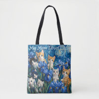 Cute Kittens in an Iris Field Van Gogh Style Vibe