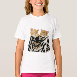 Cute Kittens in Zebra Print Handbag T-Shirt