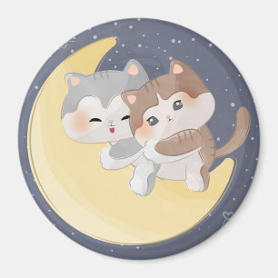 Cute Kittens On the Moon Magnet