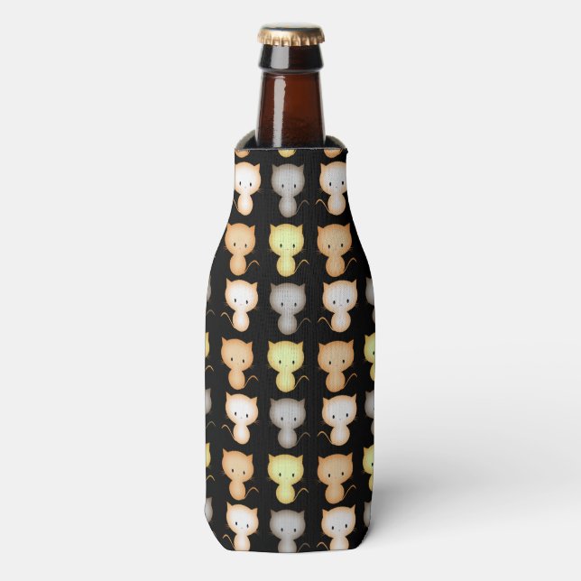Cute Kittens Pattern Bottle Cooler (Bottle Front)