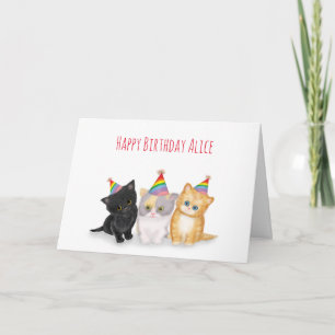 Cute kittens personalized birthday card