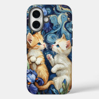 Cute KIttens Playing in Van Gogh Irises Case-Mate 