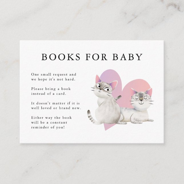 Cute Kittens Twins Baby Shower Books for Baby Enclosure Card (Front)