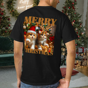 Cute kittens with Santa Claus and reindeer hats 1 T-Shirt
