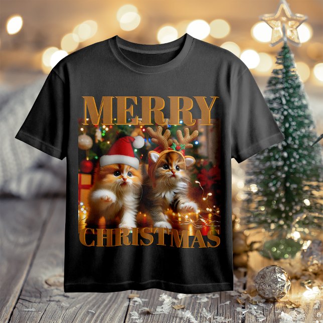 Cute kittens with Santa Claus and reindeer hats 1 T-Shirt (Creator Uploaded)