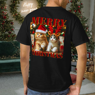Cute kittens with Santa Claus and reindeer hats 2 T-Shirt