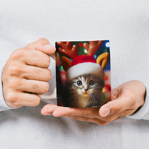 Cute kittens with Santa Claus and reindeer hats Magic Mug