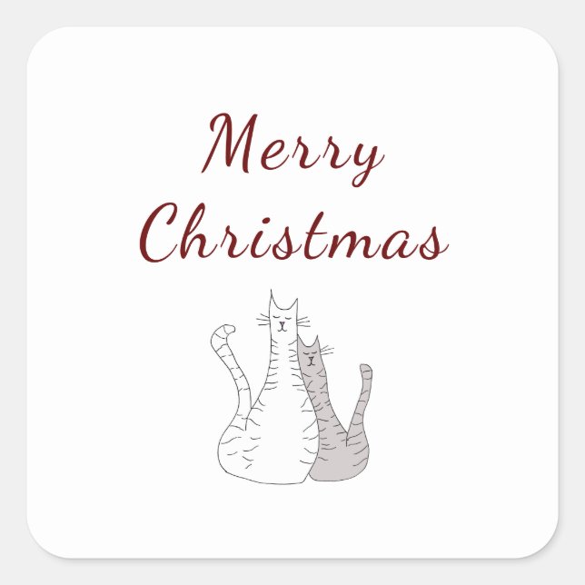 Cute Kitties Christmas Cats Elegant Script Square Sticker (Front)