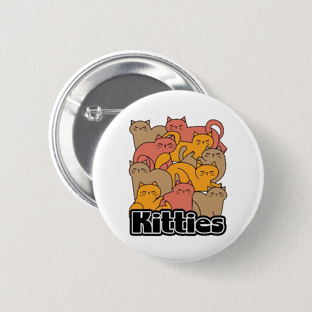 Cute Kitties Design - Adorable Cat Art 6 Cm Round Badge (Front & Back)