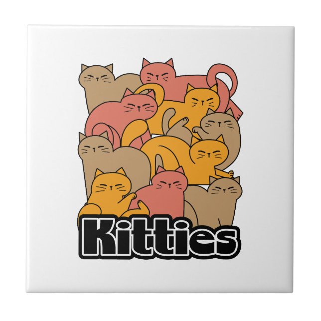 Cute Kitties Design - Adorable Cat Art Ceramic Tile (Front)
