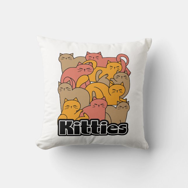 Cute Kitties Design - Adorable Cat Art Cushion (Front)