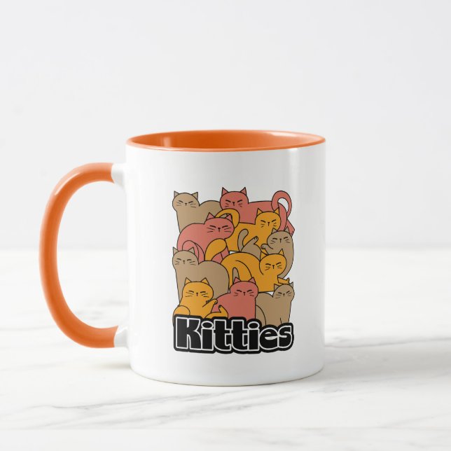 Cute Kitties Design - Adorable Cat Art Mug (Left)